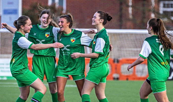 Nantwich Town FC Women 1 - 0 Northwich Vixens FC - Abbie Heywood (centre) celebrate her goal with teammates (1)
