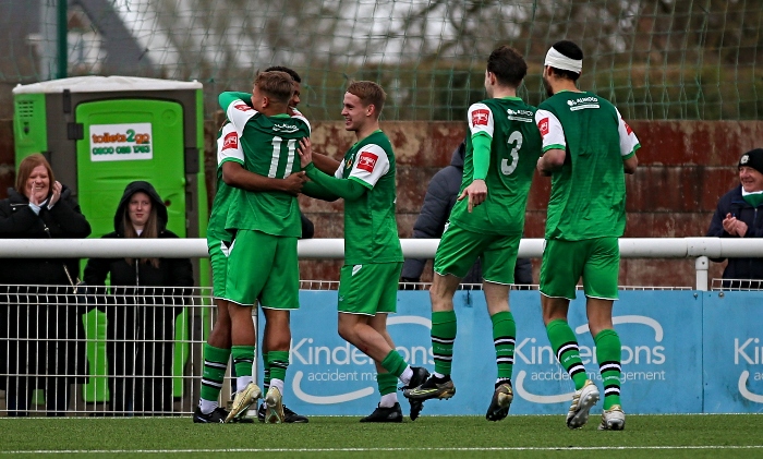 Second-half - Dabbers first goal - Nathan Okome celebrates his goal with teammates (1)