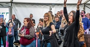 Fans watch Teachers Pet on Bank Stage