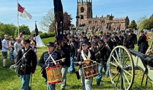 Merry Days - American Civil War Society soldiers march out of the Main Ring