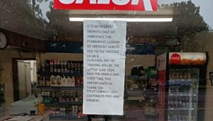 Crescent Garage notice in window