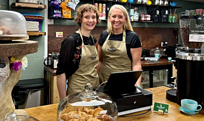 Anna, left, and Sanya at Bear and Boost coffee bar