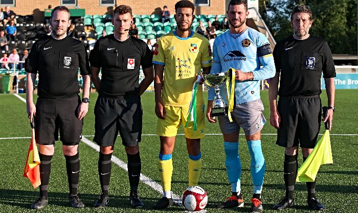 Pre-match - team captains with 1884 Cup and match officials