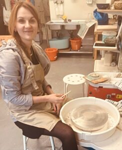 Samantha Jackson in her pottery studio in Nantwich