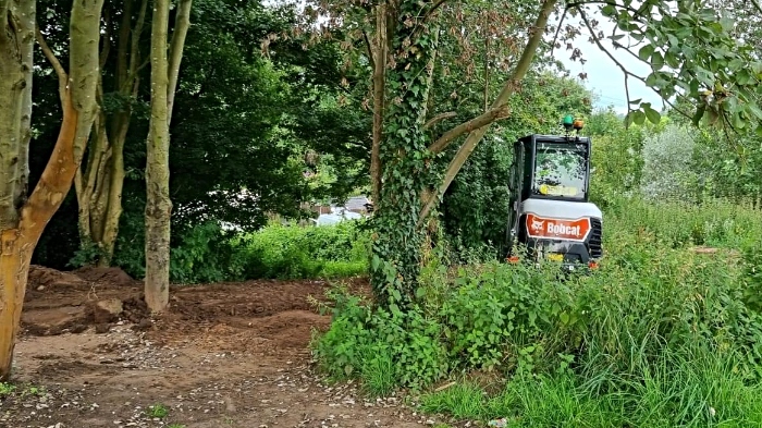 bike trail in Audlem being bulldozed