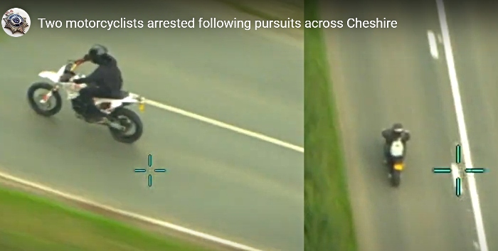 two motorcyclists in dramatic chase in Cheshire