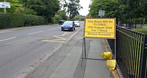 Audlem Road closure sign