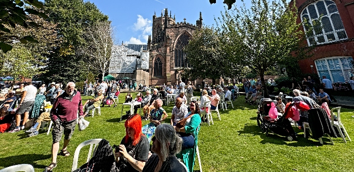 Visitors enjoy the sunshine on St Mary's Church Green (1)