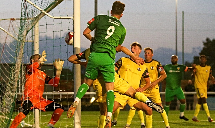 First-half - Widnes keeper Mark Halstead saves off the line (1)