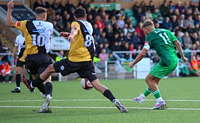 First-half - second Dabbers goal - Kai Evans bends the ball into the net (1)