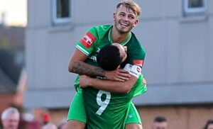 First-half - second Dabbers goal - Kai Evans celebrates his goal with Byron Harrison (1)