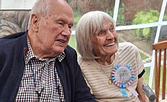 Peter and Peggie Taylor on the day of Peggie's 100th birthday (1) (2)