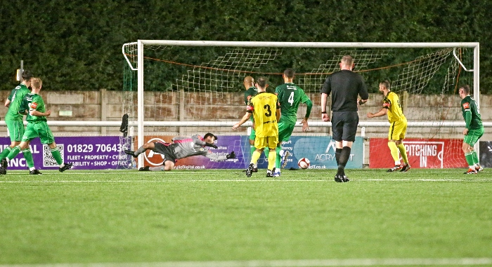 Second-half - Widnes equalise - Liam Paton fires low past Garratt (1)