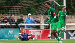 Second-half - winning Dabbers goal - substitute Gio Loureiro celebrates his goal (2) (1)