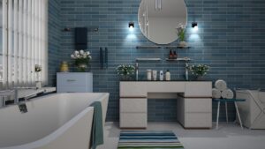 bathroom https://pixabay.com/photos/bathroom-blue-tile-design-white-3563272/