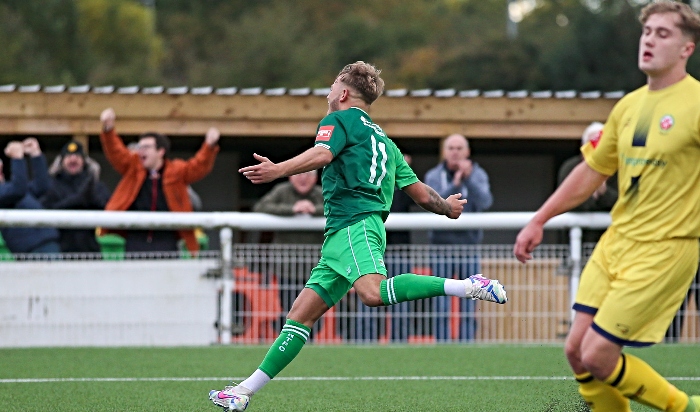 First-half - second goal against Trafford - Kai Evans celebrates his goal (1)