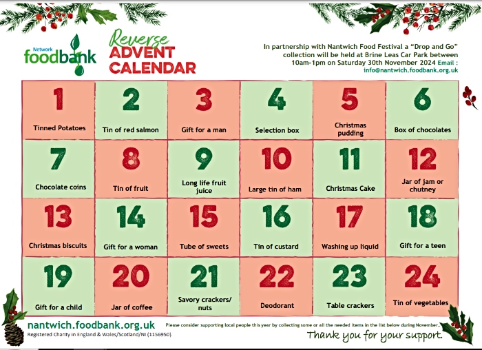 Food bank reverse calendar