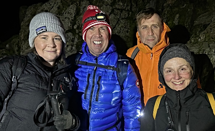 Gill (far right) and Tom (second from right) on Three Peaks Challenge