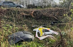 Debris of ambulance crash near Nantwich left scattered by road