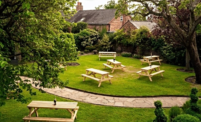 Aerial view of Churche's Mansion gardens