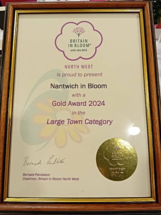 In Bloom certificate for Nantwich 2024