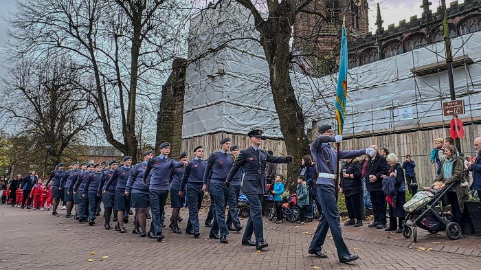 Nantwich Air Training Cadets march past St Marys Nantwich en route to the town square (1)