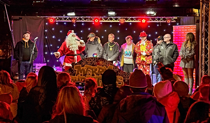 Santa Claus speaks to the audience prior to the Christmas lights switch-on (1)