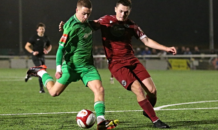 Second-half - second Dabbers goal v Atherton - Nathan Sandison crosses the ball (1)