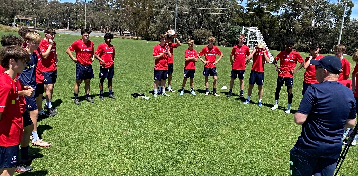 Canberra football team in training ahead of UK tour