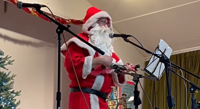 Father Christmas (Chris White) performs ‘When Santa Got Stuck Up the Chimney’ (1)