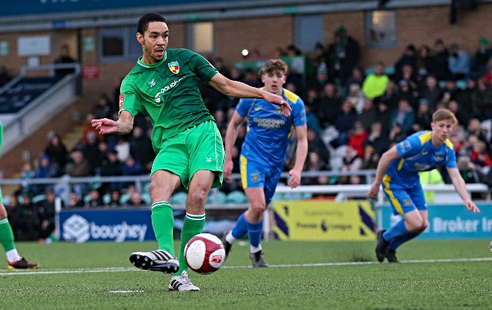 First-half - first Dabbers goal - Byron Harrison's penalty is saved (1)