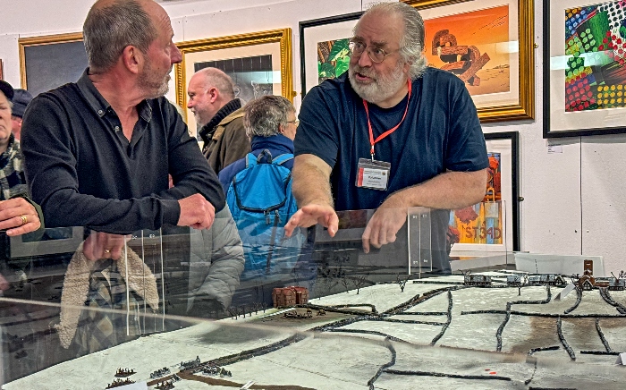 A Nantwich Museum volunteer (right) explains the English Civil War wargames display (1)