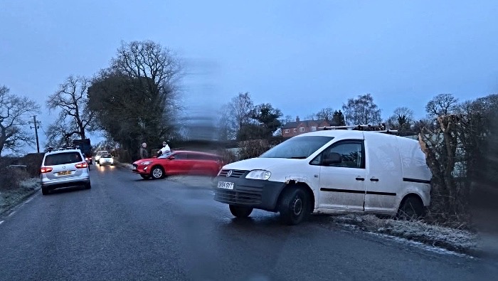 icy conditions on Dig Lane this morning