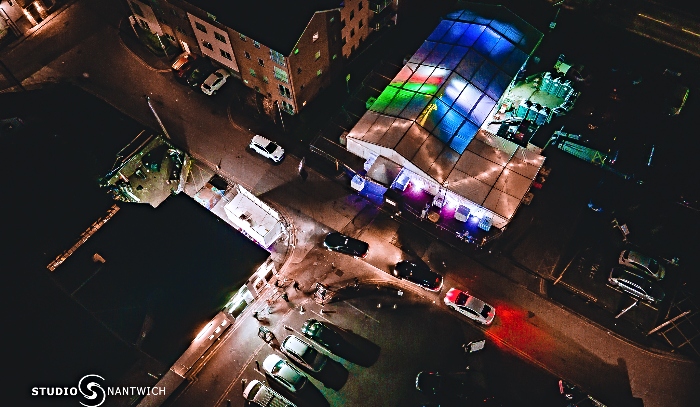 Publicity photo - aerial shot of Studio Nantwich and The Bank Stage (1)