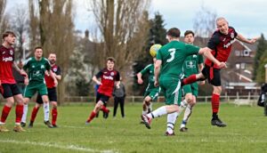 Nantwich Pirates 3 – 0 NHB - Presidents Cup QF - Sun 16-3-25 - Pirates head at goal (1)