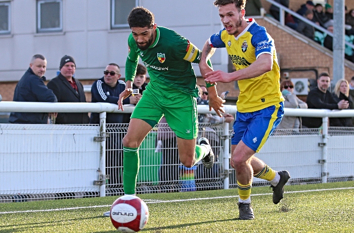 Second-half - Kelvin Mellor fights for the ball (1)