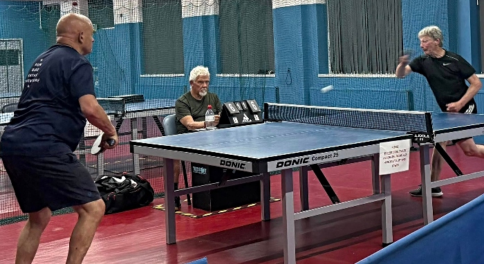 Action in the 70s final - table tennis
