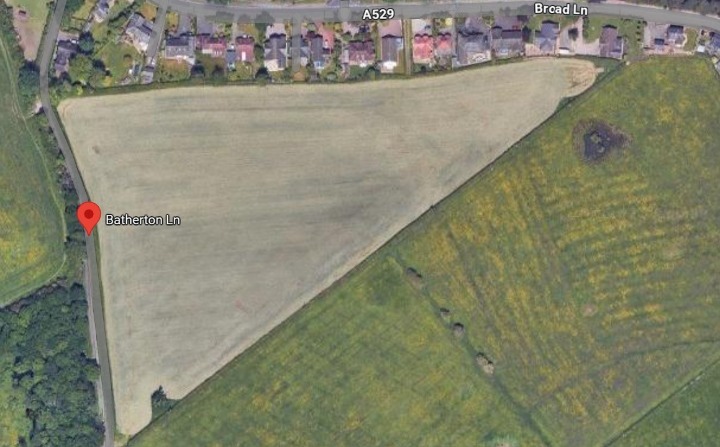 Broad Lane, Nantwich application site (Google)