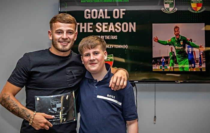 Kai Evans wins Goal of the Season at Nantwich Town Awards