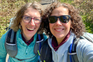 Sarah (right) and Katherine during a recent training walk