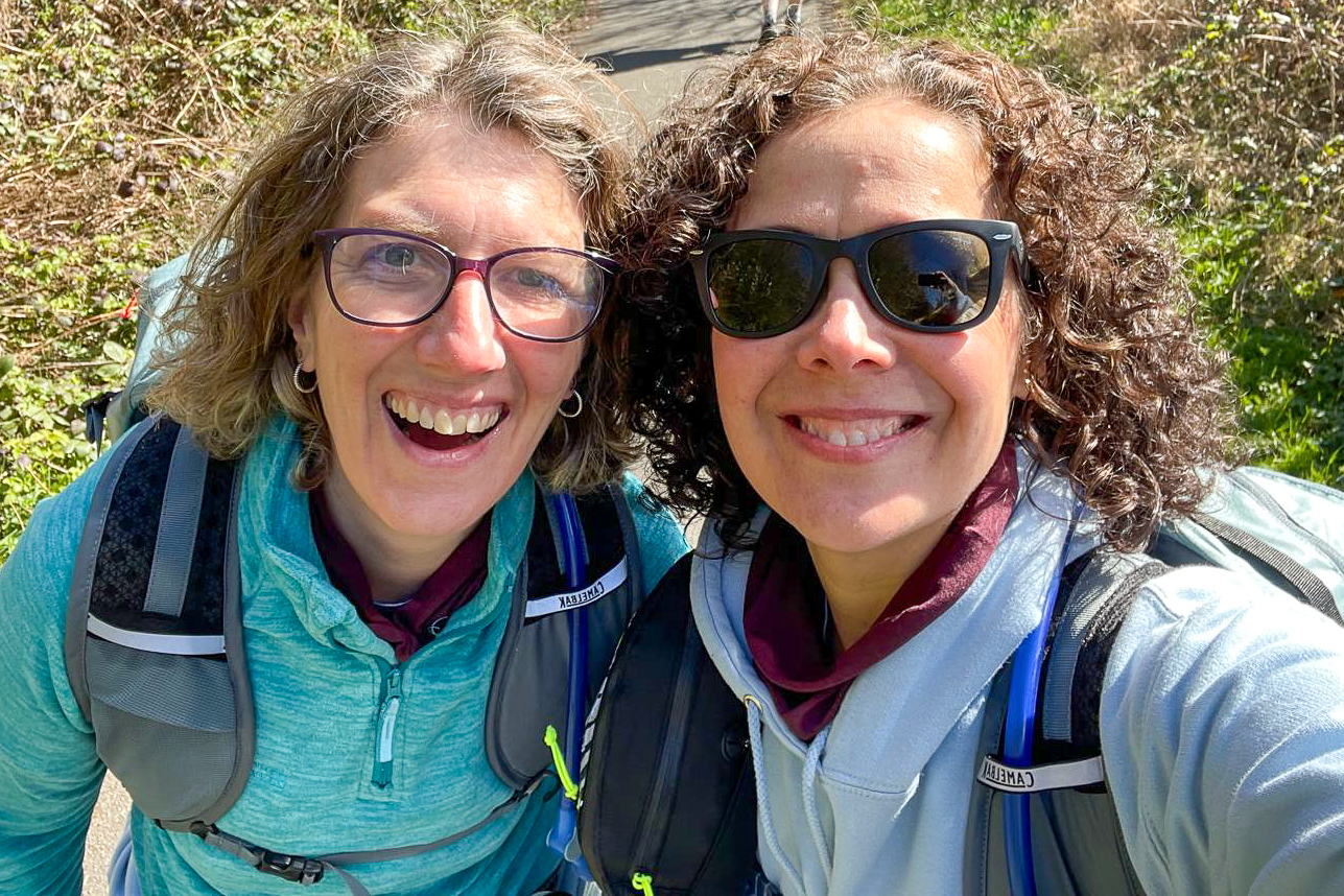 Sarah (right) and Katherine during a recent training walk
