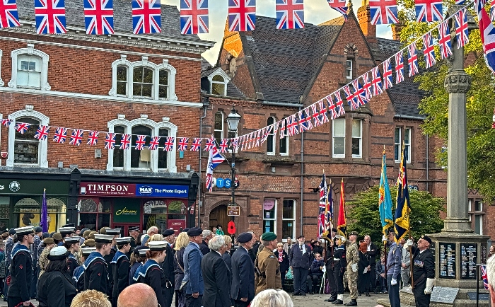 Standard bearers, cadets and dignitaries stand upright prior to wreath laying (1)