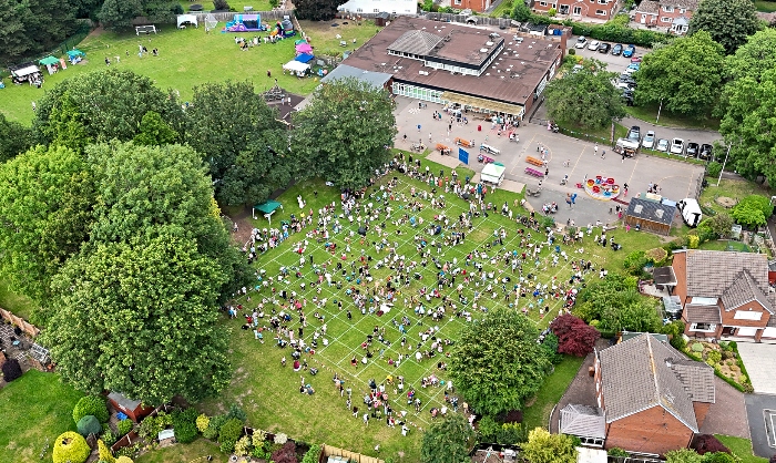 Aerial view of Worm Charming Championships at Willaston Primary