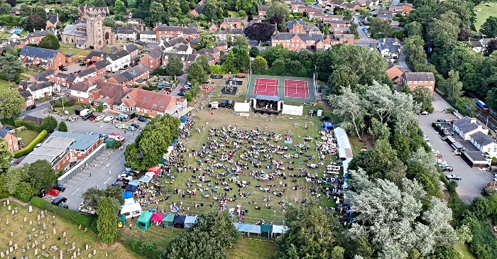 Aerial view of Party on the Park in Audlem
