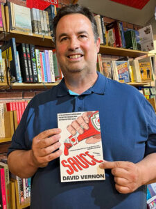 David Vernon with his book, Sauce