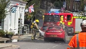 Vehicle fire closes main street through Audlem village