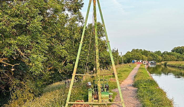 Monitoring well being bored on the Shropshire Union Canal embankment