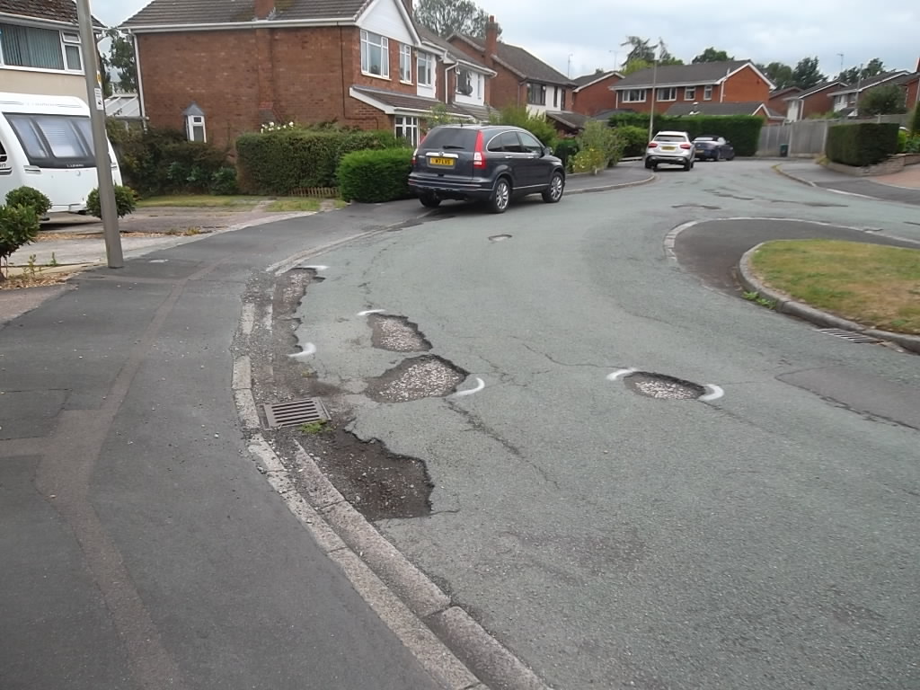 potholes in road