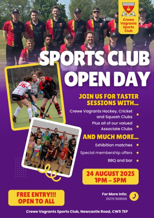 Crewe Vagrants open day poster