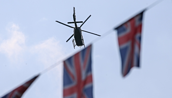 Helicopter from RAF Shawbury passes over the town square at 12pm (2) (1)